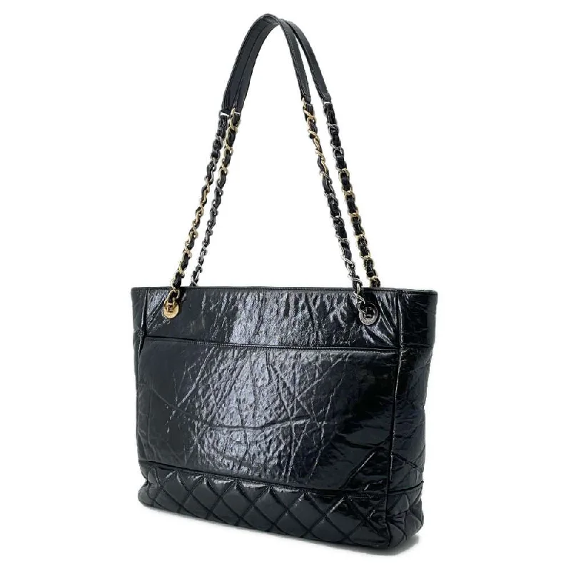 Chanel bags for women with a taste for high fashionCHANEL CC Logo ShoulderTote Bag Black AS1875 Shiny Aged Calf Leather