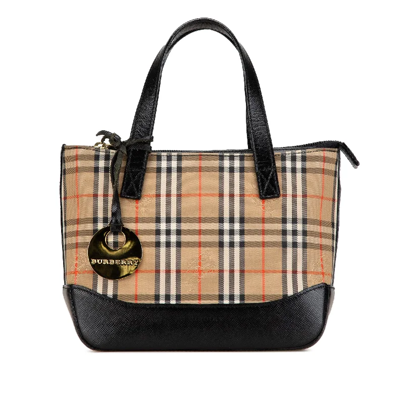 High - Capacity Hermes Duffle - Style Bags for Extended TripsBrown Burberry Haymarket Check Canvas Handbag