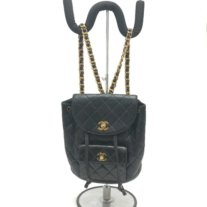 Chanel bags with chain and leather strap combinationsChanel CC Mark Chain Backpack Black GoldHardware