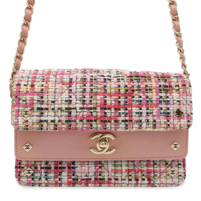 Chanel bags for women who love timeless fashionChanel Chain Shoulder Bag Matelasse Coco Mark Tweed Lambskin CHANEL