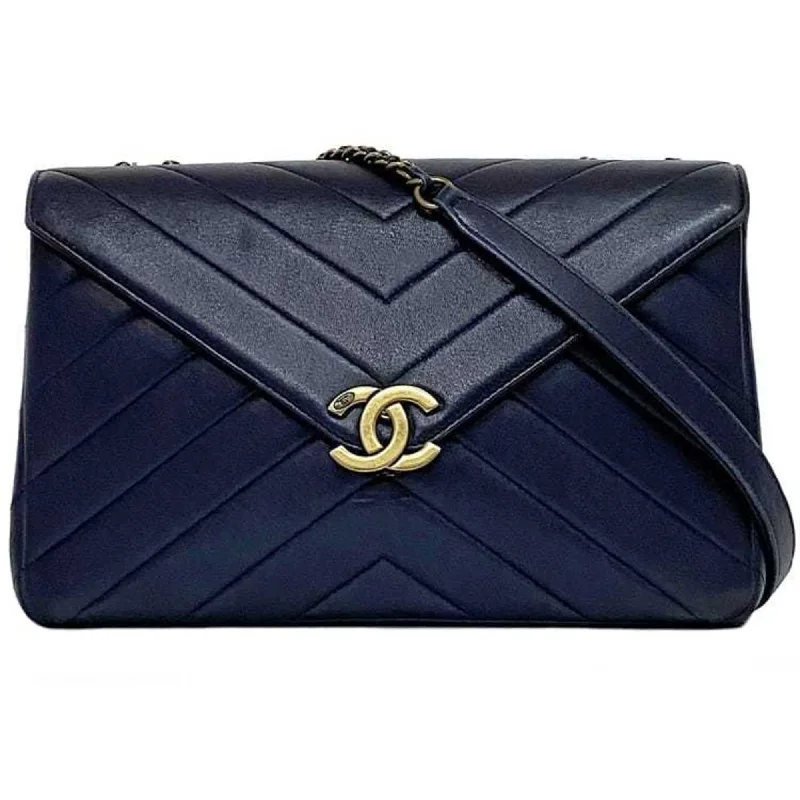 Chanel bags with classic and elegant designsChanel Chain Shoulder Bag Navy V Stitch f-20741 Coco Mark Flap Leather Lambskin 2 CHANEL