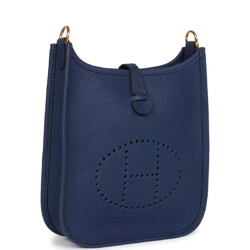 Hermes Bags with Adjustable and Padded Shoulder StrapsHermes Evelyne TPM Bleu Saphir Maurice Gold Hardware