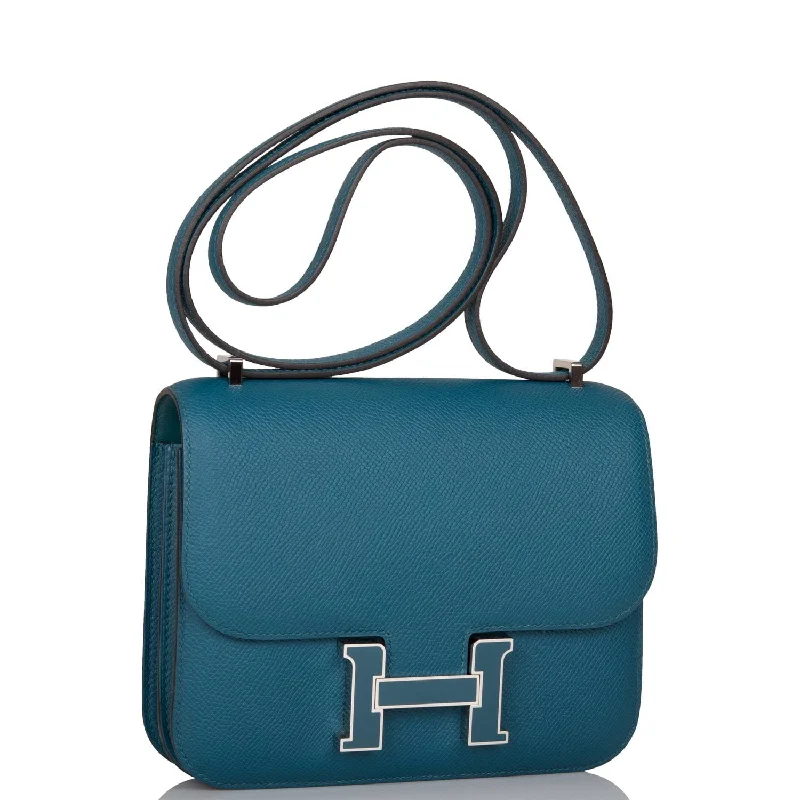 Vintage - Revival Hermes Bags for Retro EnthusiastsHermes Vert Bosphore Epsom Mini Constance 18cm Lacquer Hardware