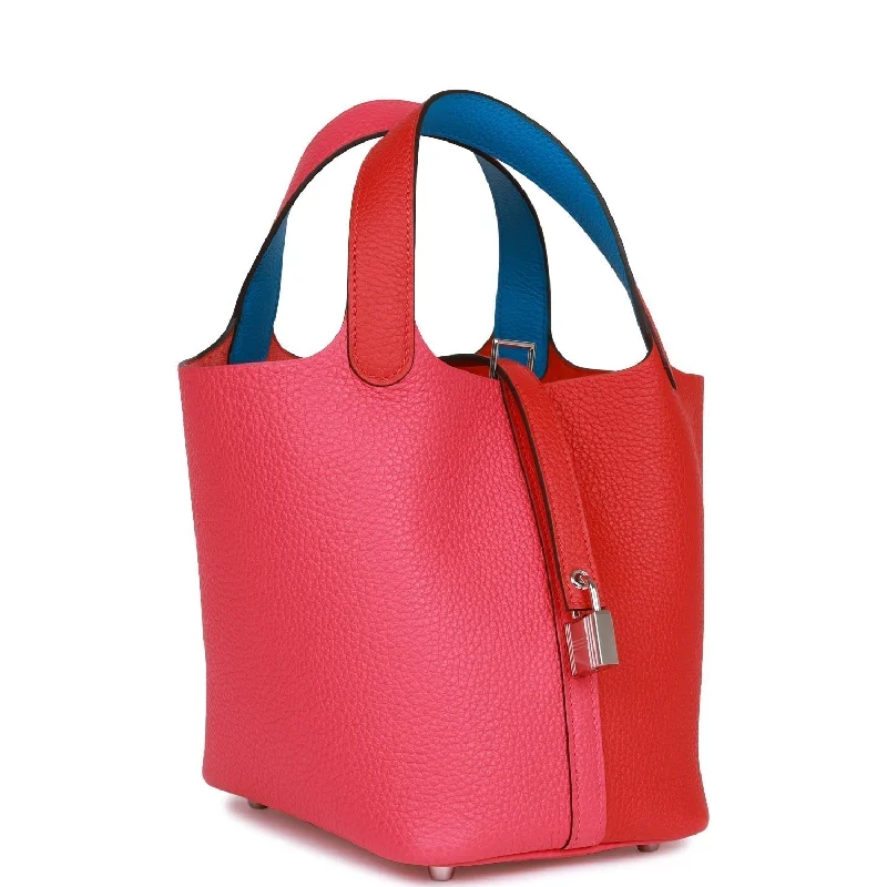 Light - Colored Hermes Bags for Spring and Summer AppealHermes Picotin Lock 18 Casaque Rouge de Coeur, Rose Extreme and Bleu Zanzibar Clemence Palladium Hardware