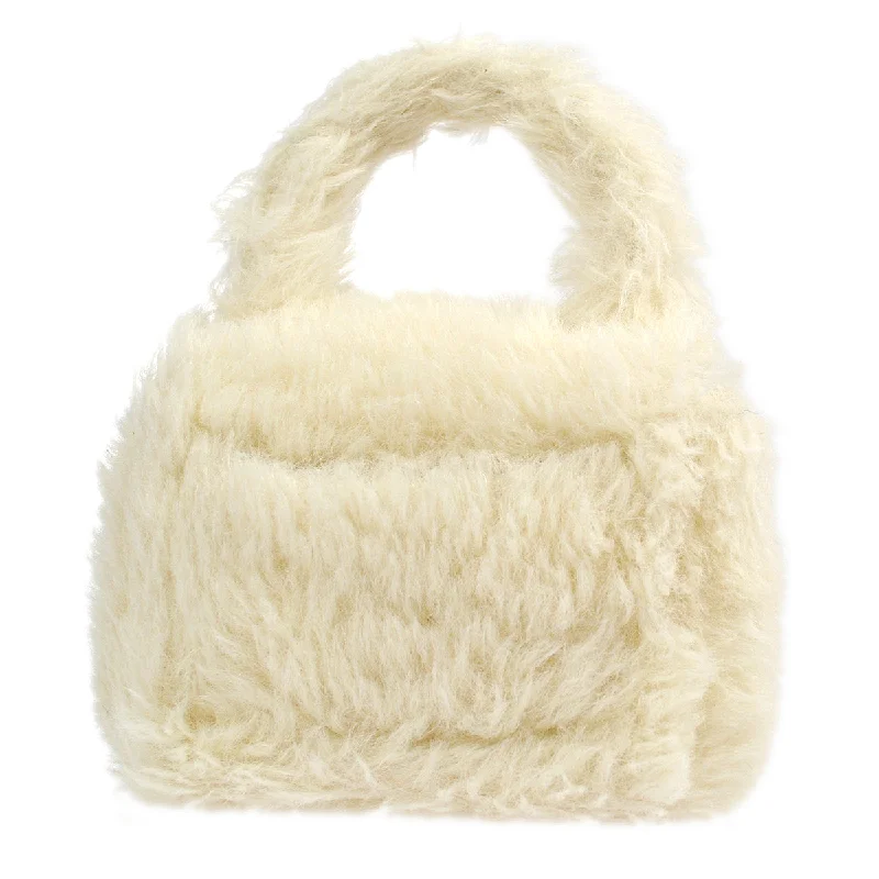 Chanel classicCHANEL Classic Flap Handbag Mini White Fur 97352