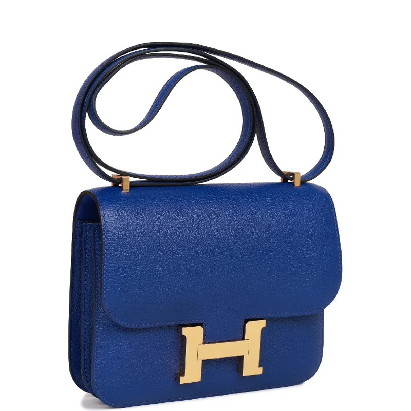 Pattern - Mixing Hermes Bags for a Trendy and Edgy LookHermes Constance 18 Bleu Electric Chevre Gold Hardware