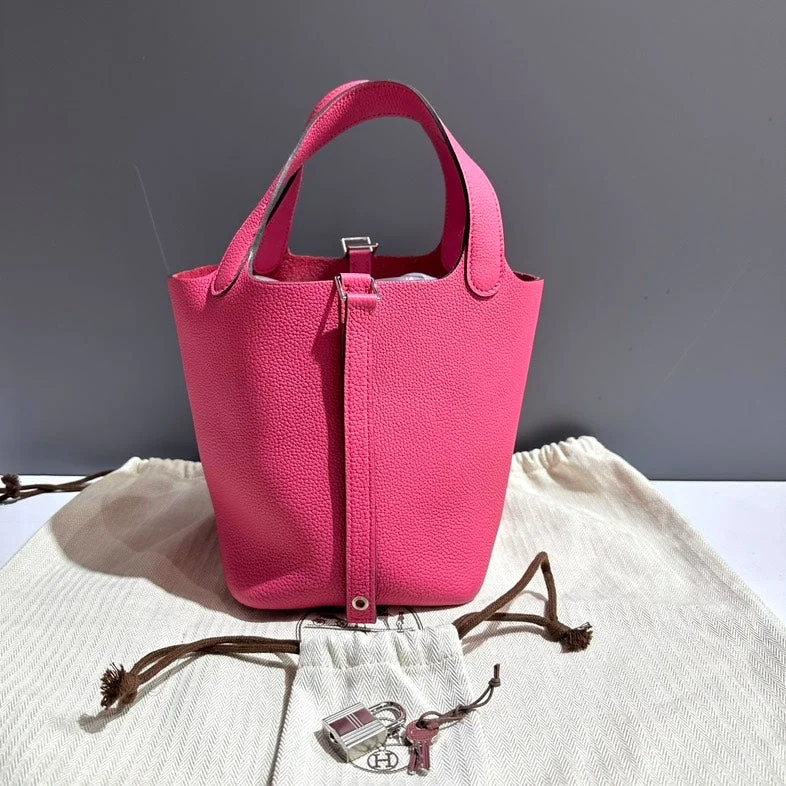 Durable Hermes Canvas - Trimmed Bags for Outdoor UseHermes Picotin PM Pink Tote Bag