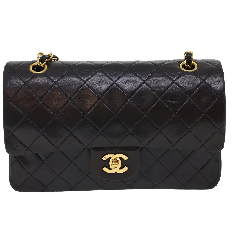 Chanel bags for those who value investment piecesCHANEL Classic Matelasse 25 Chain Flap Shoulder Bag Lamb Skin Black  hs649A