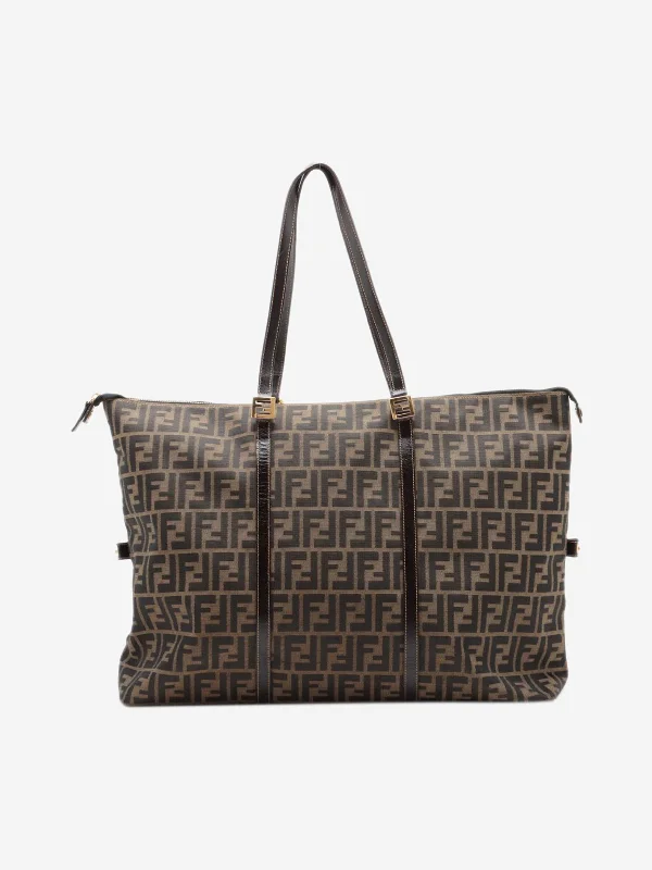 Hermes Bags with Magnetic and Twist - Lock ClosuresBrown Zucca canvas tote bag