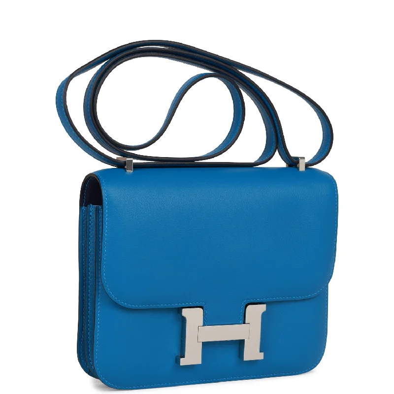 Soft - Handled Hermes So Kelly Bags for a Feminine TouchHermes Constance 18 Mykonos Verso Evercolor Palladium Hardware