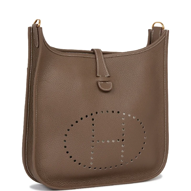 Two - Tone Hermes Bags for a Modern and Stylish AppearanceHermes Evelyne III PM Etoupe Clemence Gold Hardware