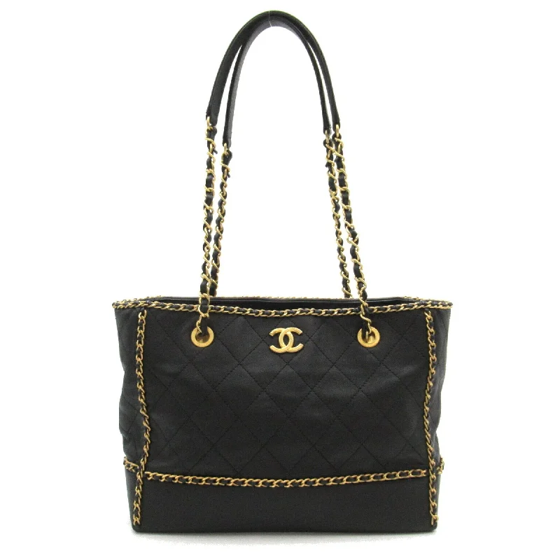 Chanel Colorful Handbag for Spring OutfitsCHANEL Chain Tote Bag Leather Women's Black