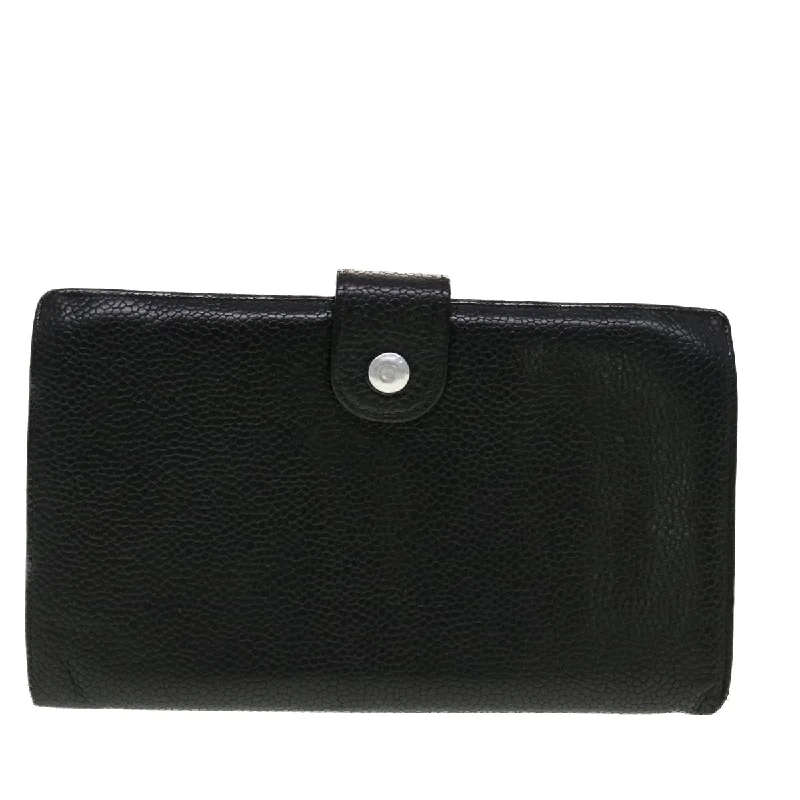 Chanel bags for women with minimalist styleCHANEL Long Wallet Caviar Skin Black CC  ti1128