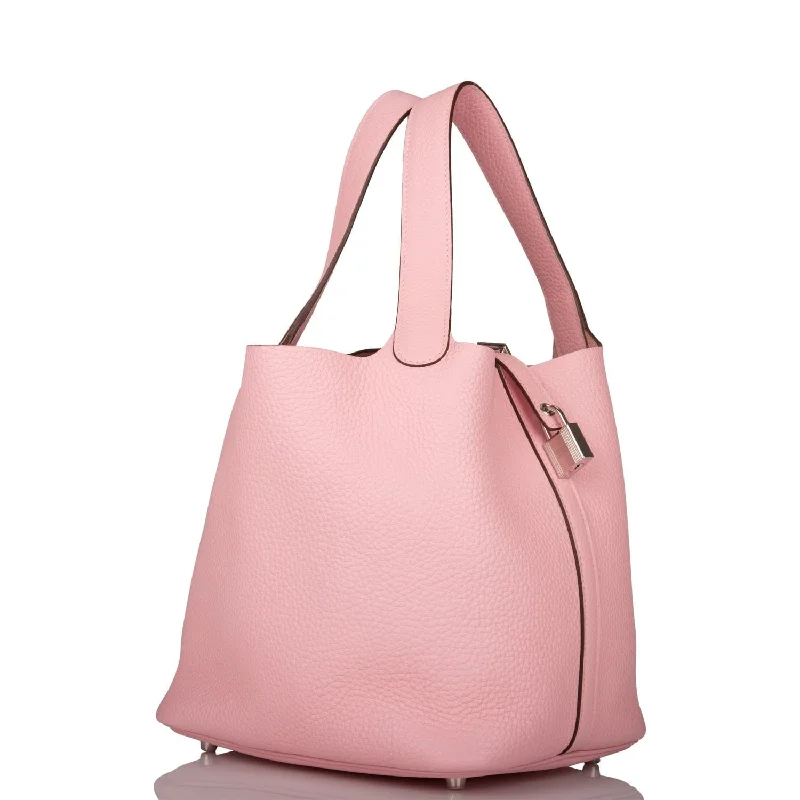 Hermes Bags with Adjustable and Padded Shoulder StrapsHermes Rose Sakura Clemence Picotin Lock 22cm Palladium Hardware