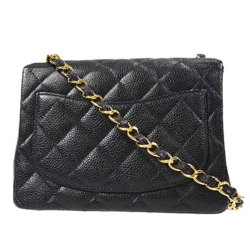 Chanel bags for those who value investment piecesCHANEL Classic Flap Mini Square Chain Shoulder Bag Black Caviar 58067