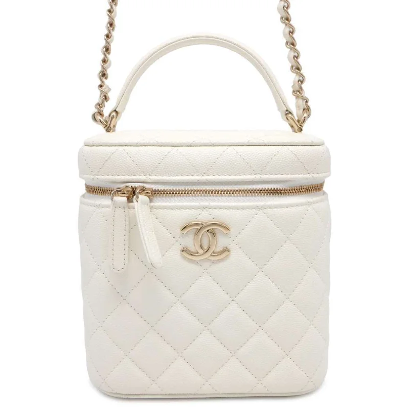 Chanel bags with modern touchesChanel Chain Shoulder Bag Coco Mark Matelasse Vanity Caviar Skin CHANEL White