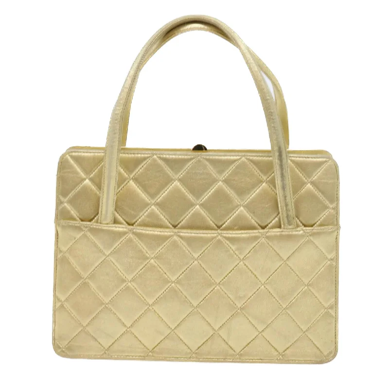 Chanel New Arrival Handbag with Gold HardwareCHANEL Hand Bag Lamb Skin Gold Tone CC Auth bs9172