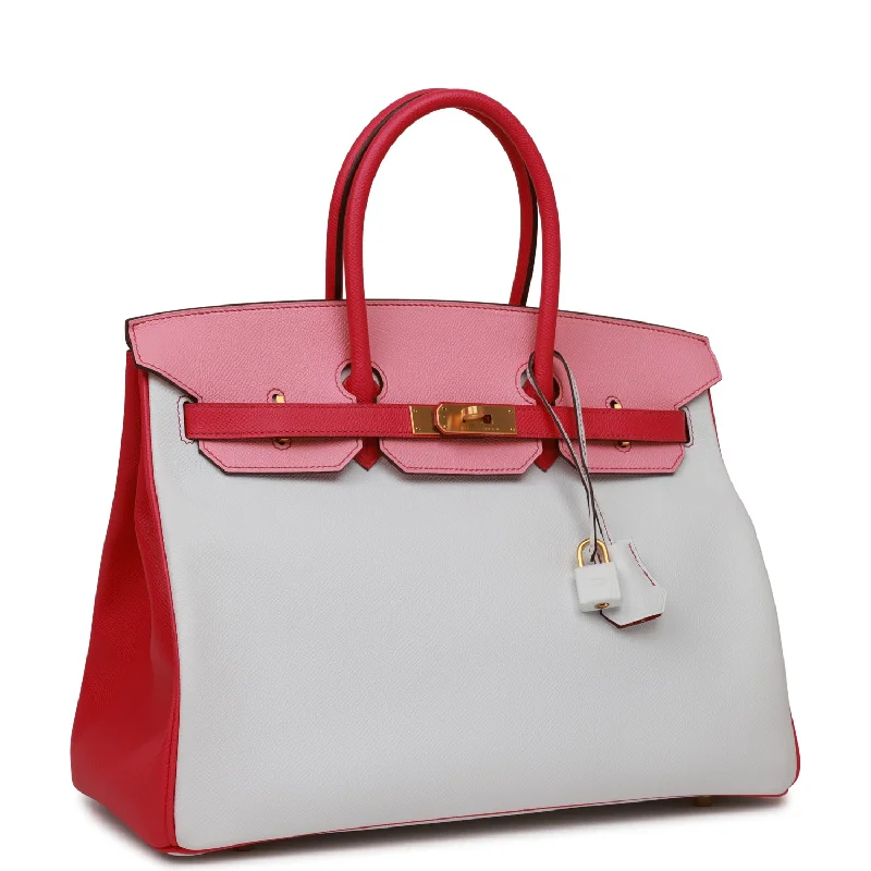 Hermes Sac a Depeches Bags with Antique - Style HardwareHermes Special Order (HSS) Birkin 35 Rose Tyrien, Rose Lipstick and White Epsom Brushed Gold Hardware