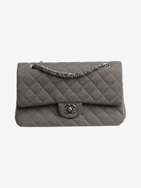 Hermes Bags for the Discerning Luxury CollectorGrey 2009-2010 medium textile classic double flap shoulder bag