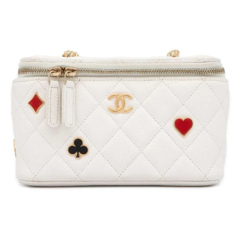 Chanel classicChanel Chain Shoulder Bag Vanity Case Coco Mark Matelasse Caviar Skin AP3079 CHANEL Heart White