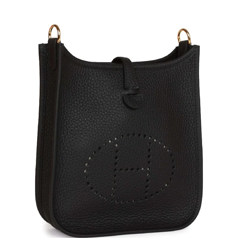 Two - Tone Hermes Bags for a Modern and Stylish AppearanceHermes Evelyne TPM Black Clemence Gold Hardware