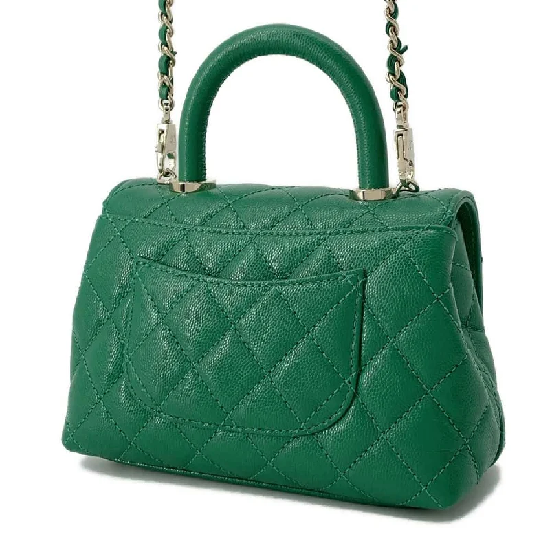 Chanel bags with classic and elegant designsCHANEL CC Logo Top Handle Mini Flap Green AS2215 Caviar Leather Size XXS