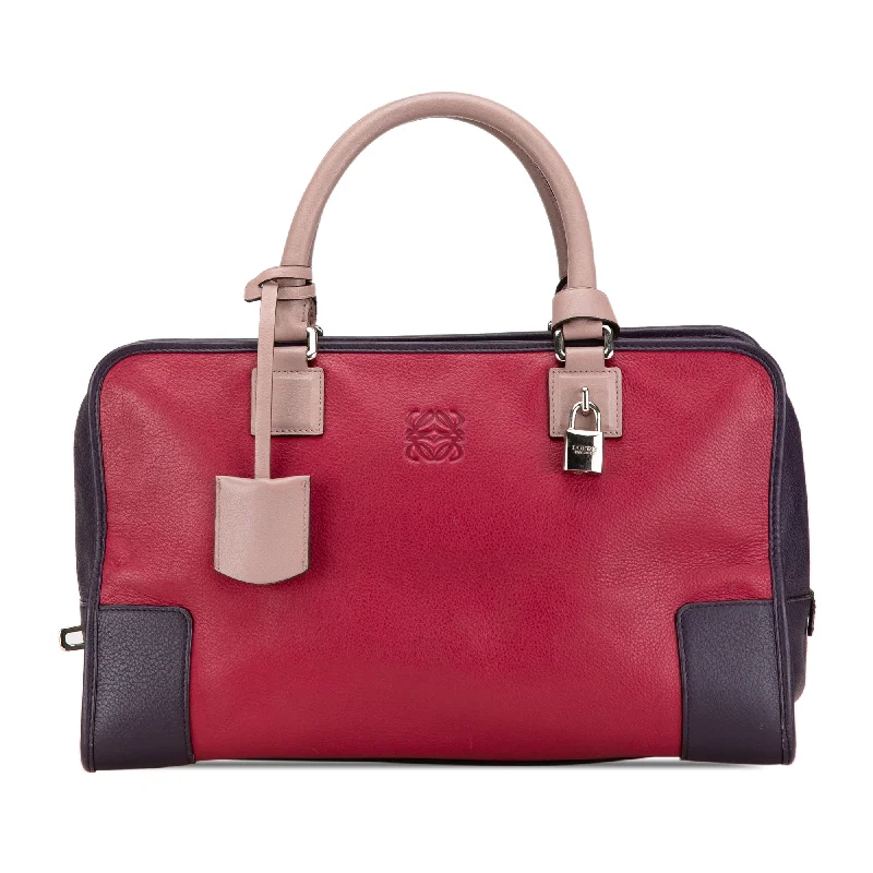 Hermes Bags with Detachable Pouches for VersatilityRed LOEWE Tricolor Leather Amazona 36 Handbag