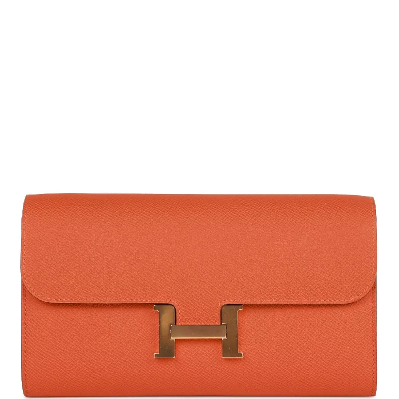 Hermes Bags with Adjustable and Padded Shoulder StrapsHermes Constance Wallet To Go Orange Epsom Gold Hardware