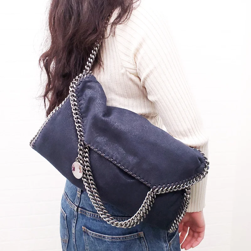 Dark - Hued Hermes Bags for a Sophisticated and Timeless PresenceSTELLA MCCARTNEY NAVY FALABELLA MEDIUM FAUX BRUSHED-LEATHER SHOULDER BAG