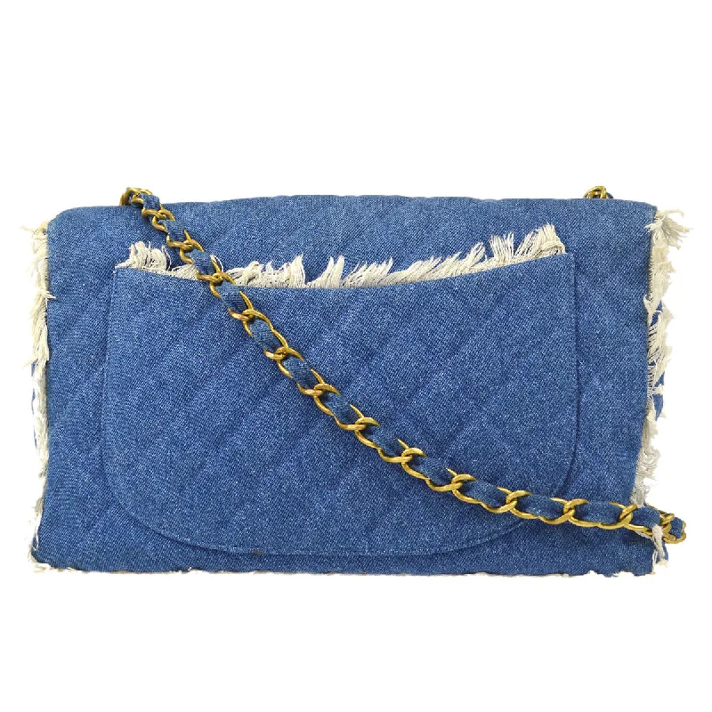 Chanel bags with chain and leather strap combinationsCHANEL Classic Flap Maxi Chain Shoulder Bag Indigo Denim 58227