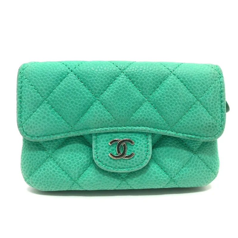 Chanel bags with iconic gold chainsChanel CC Mark CC Wallet coin purse Green SilverHardware