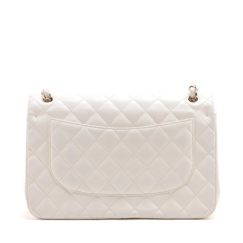 Chanel leather bags for everydCHANEL DECAMATRASSÉ 30 RAGE Lambskinkin DOBLE FLAP Double Chain Bag White G  17th A58600