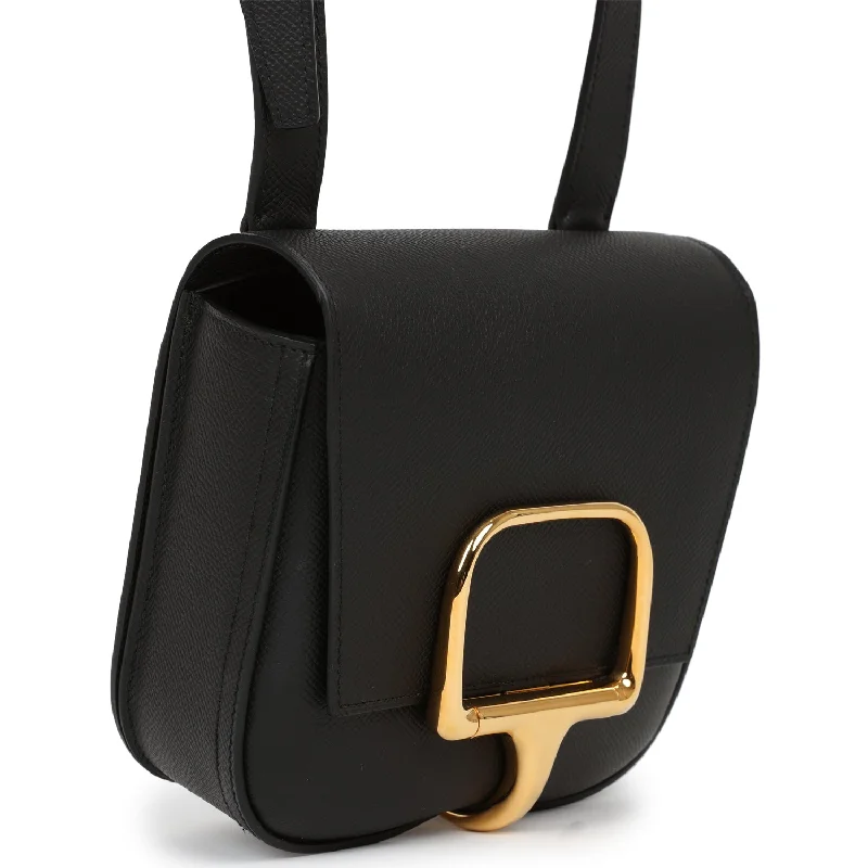 Customizable Hermes Bags with Personalized LocksHermes Della Cavalleria Mini Black Epsom Gold Hardware