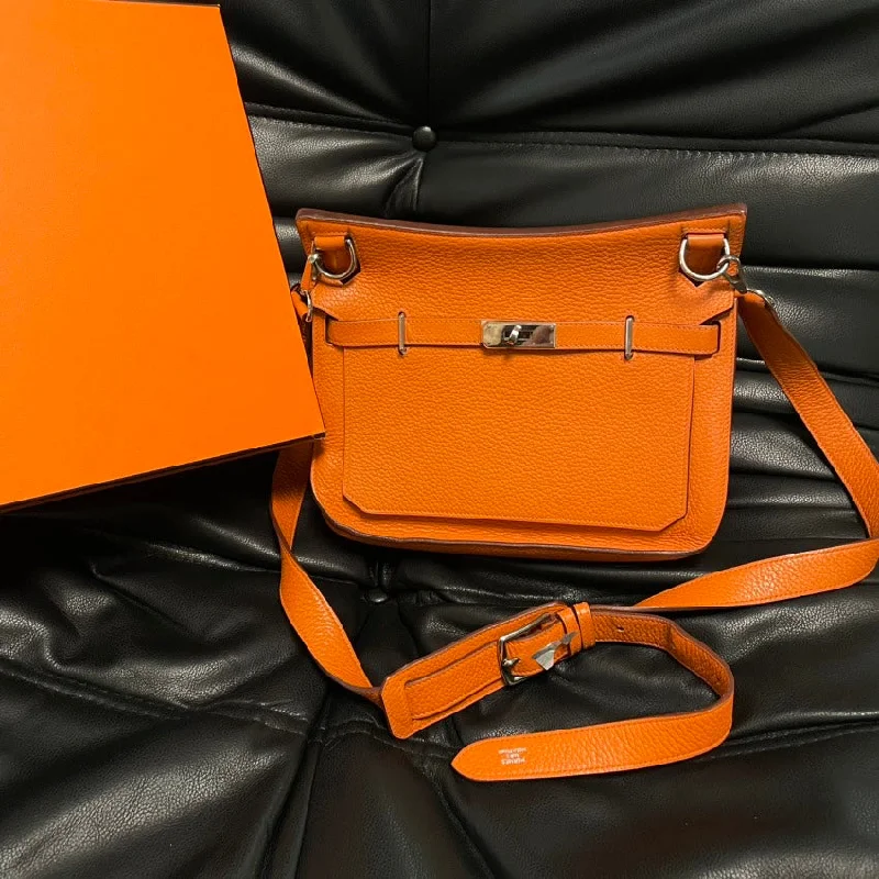 Hermes Bags with Adjustable Shoulder and Crossbody StrapsHermes Orange Kelly Ado Backpack Clemence Leather Bag Full Set