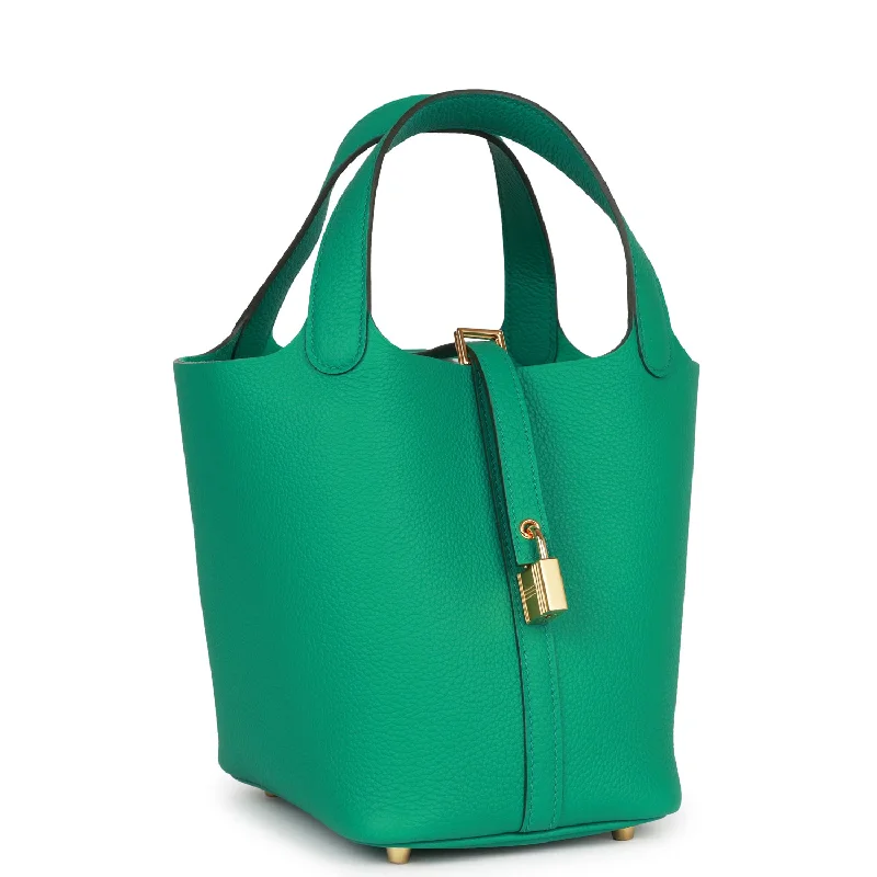 Hermes Victoria Bags with Signature Turnlock ClosuresHermes Picotin 18 Vert Jade Clemence Gold Hardware