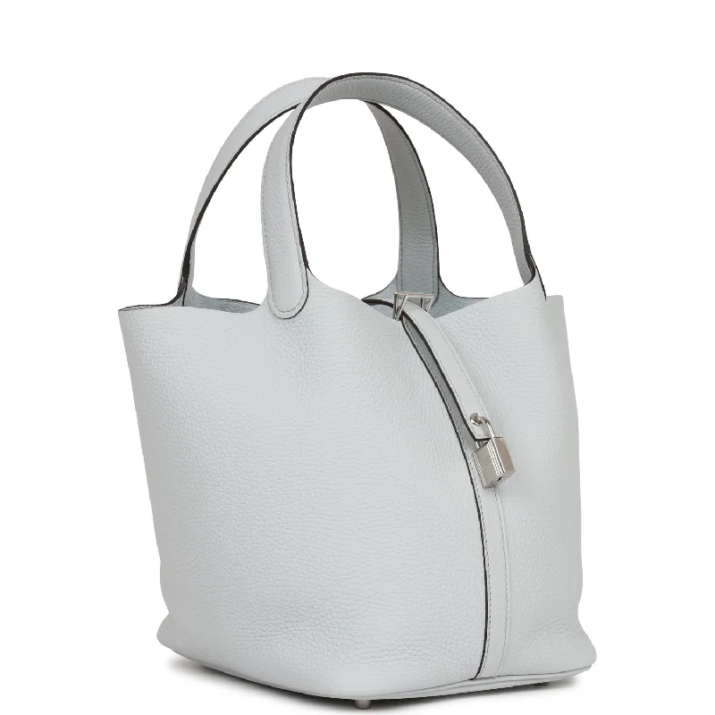 Two - Tone Hermes Bags for a Modern and Stylish AppearanceHermes Picotin Lock 22 Bleu Pale Clemence Palladium Hardware