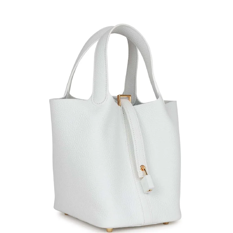 Sporty - Inspired Hermes Bags for Active LifestylesHermes Picotin Lock 18 White Clemence Gold Hardware