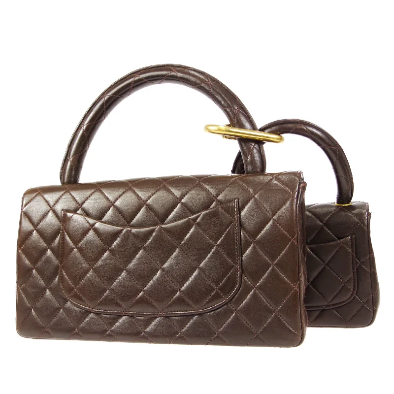 Chanel Designer Handbag with Unique DesignCHANEL Classic Single Flap 2 in 1 Handbag Set Brown Lambskin 24809