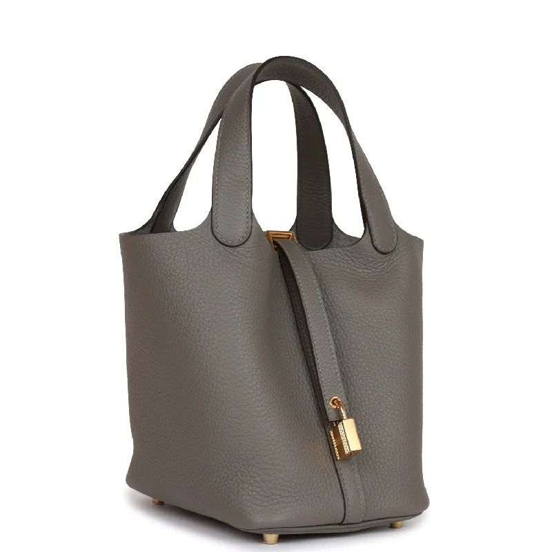 Color - Blocked Hermes Bags for a Bold Fashion StatementHermes Picotin Lock 18 Gris Meyer Clemence Gold Hardware