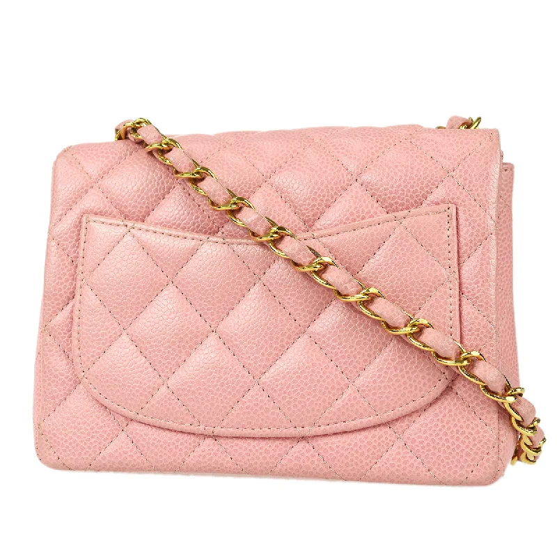 Chanel Small Crossbody Bag for TravelCHANEL Classic Flap Mini Square Chain Shoulder Bag Pink Caviar 78549