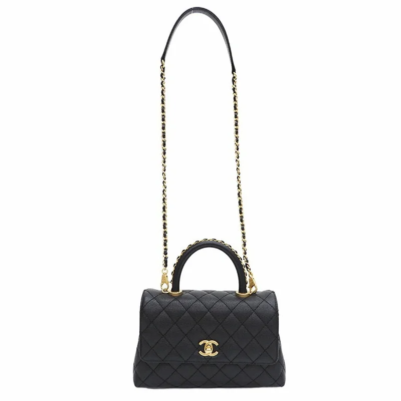 Chanel bags for the minimalist fashionCHANEL Coco Handle Handbag Black A92990 Caviar Skin Women's