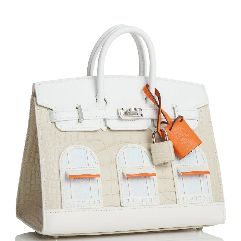 Hermes Bags with Chain - Link Handles for a Touch of GlamourHermes Sac Faubourg Birkin 20 White Matte Alligator Palladium Hardware