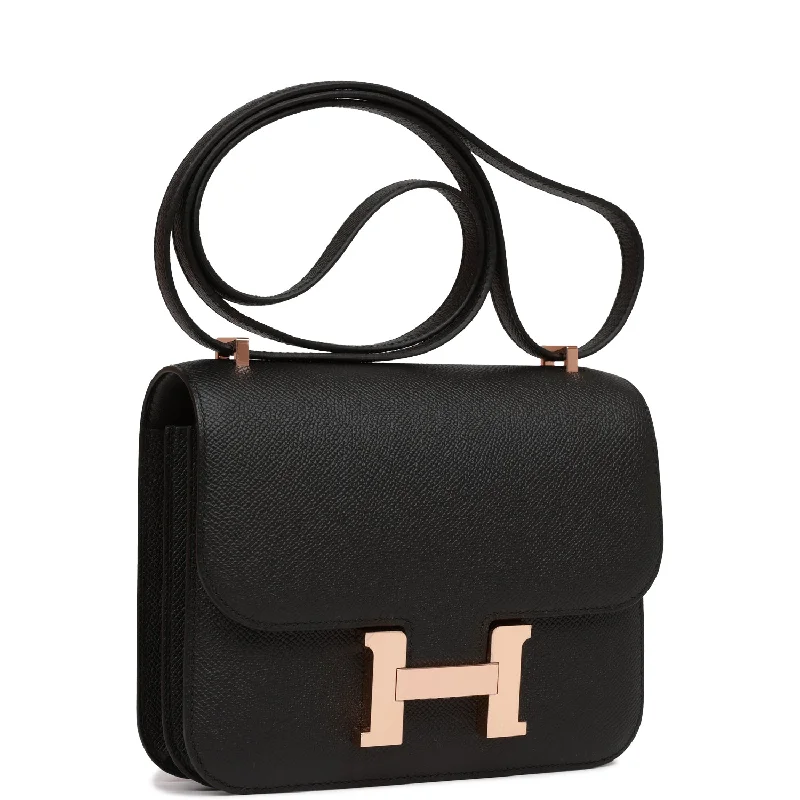 Light - Colored Hermes Bags for Spring and Summer AppealHermes Constance 18 Black Epsom Rose Gold Hardware