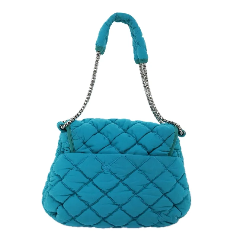 Chanel bags with gold, silver, and pearl accentsCHANEL Chain Shoulder Bag Nylon Blue CC Auth 74407A