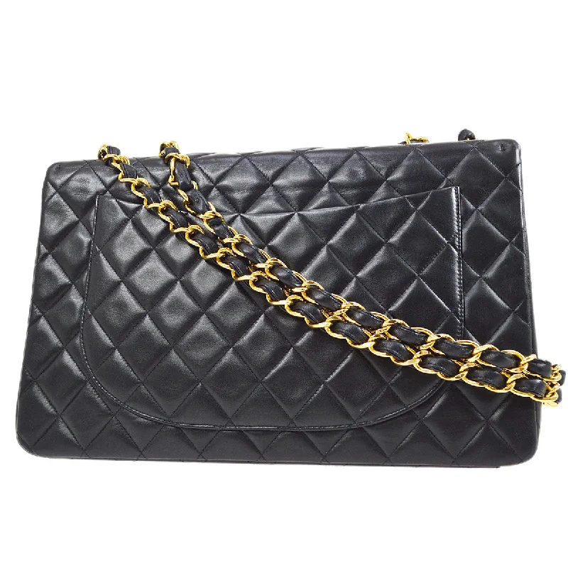 Chanel bags with modern touchesCHANEL Classic Flap Maxi Chain Shoulder Bag Black Lambskin 94639