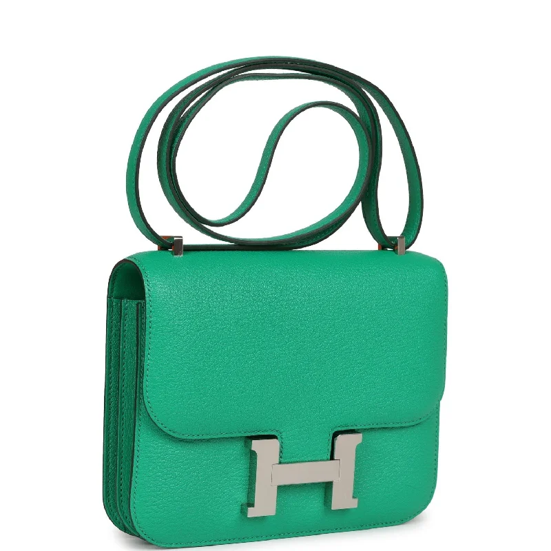 Hermes Victoria Bags with Signature Turnlock ClosuresHermes Constance 18 Menthe Chevre Mysore Palladium Hardware