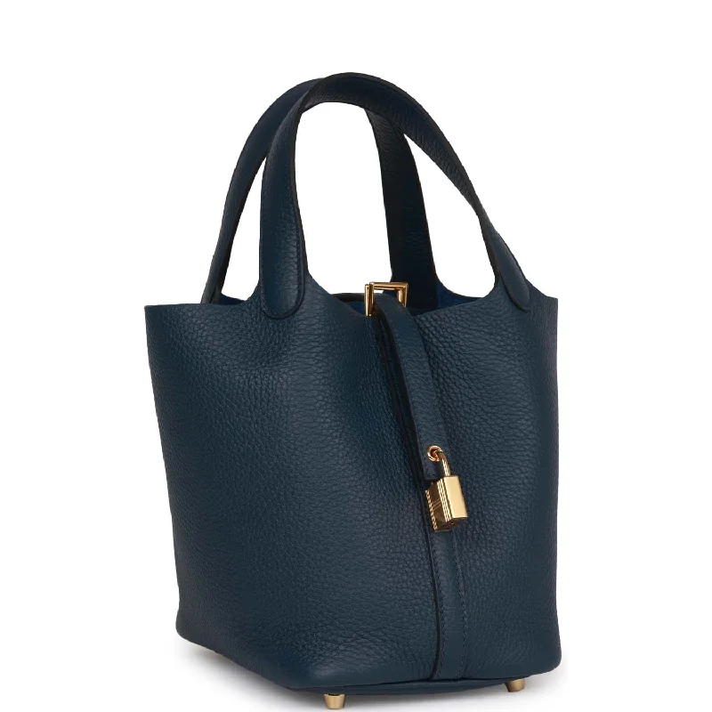 Trendy Hermes Bolide Bags in Metallic FinishesHermes Picotin Lock 18 Bleu De Prusse Gold Hardware