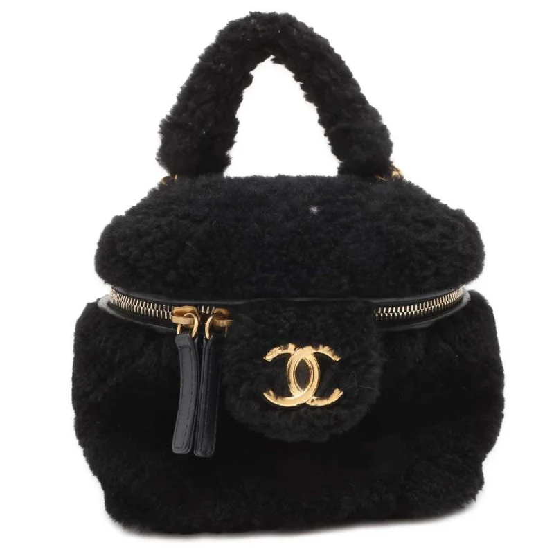 Chanel leather bags for everydChanel Chain Shoulder Bag Vanity Coco Mark Shearling AS3357 CHANEL 2way Black