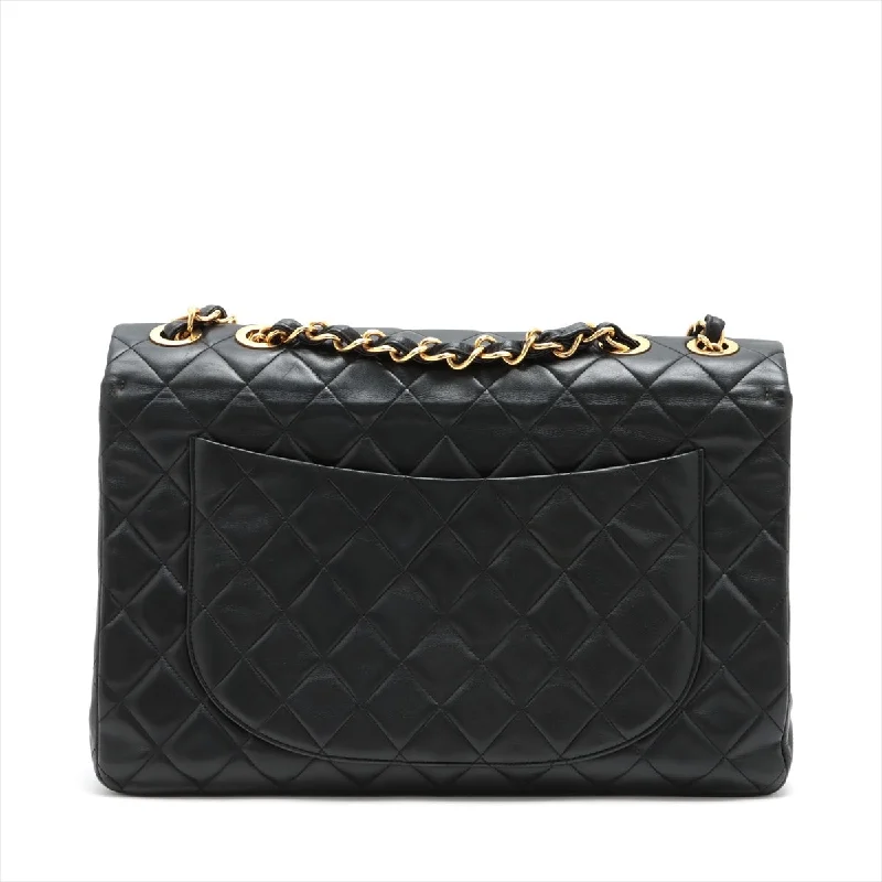 Chanel bags for women who love timeless fashionCHANEL DECAMATRASSE 34 MAXI RUMSKIN Single Flap Double Chain Bag Black G  A58601 Gold Tools Nonede Noise