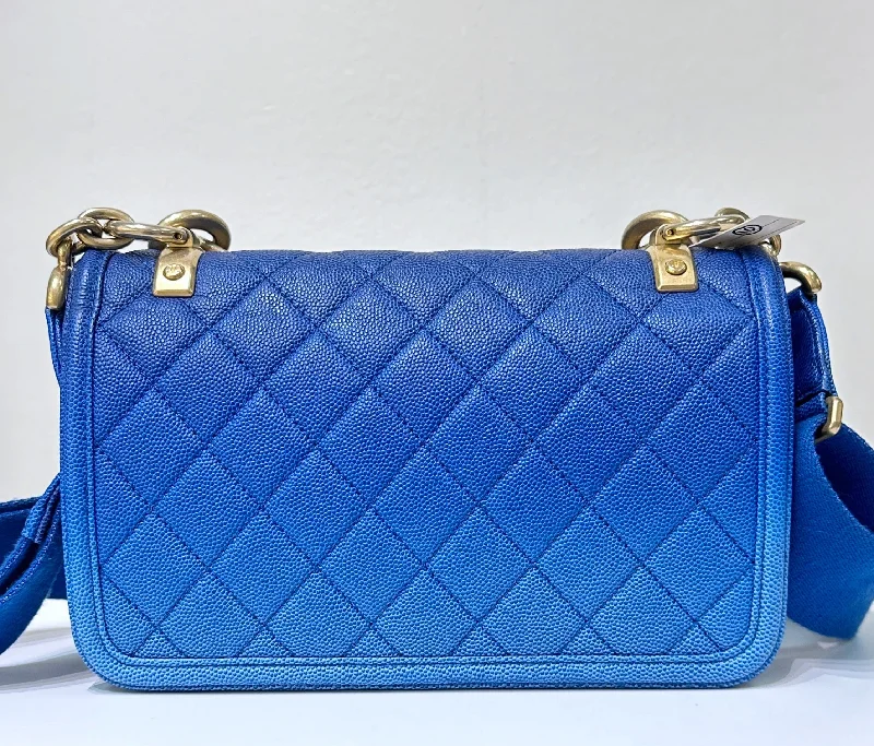 Chanel bags for a polished and professional appearanceCHANEL Caviar Quilted Small Sunset On The Sea Flap Blue